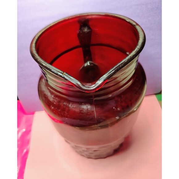 Anchor Hocking Royal Ruby Windsor MidCentury Glass Pitcher 9" Vintage Depression - Picture 12 of 16